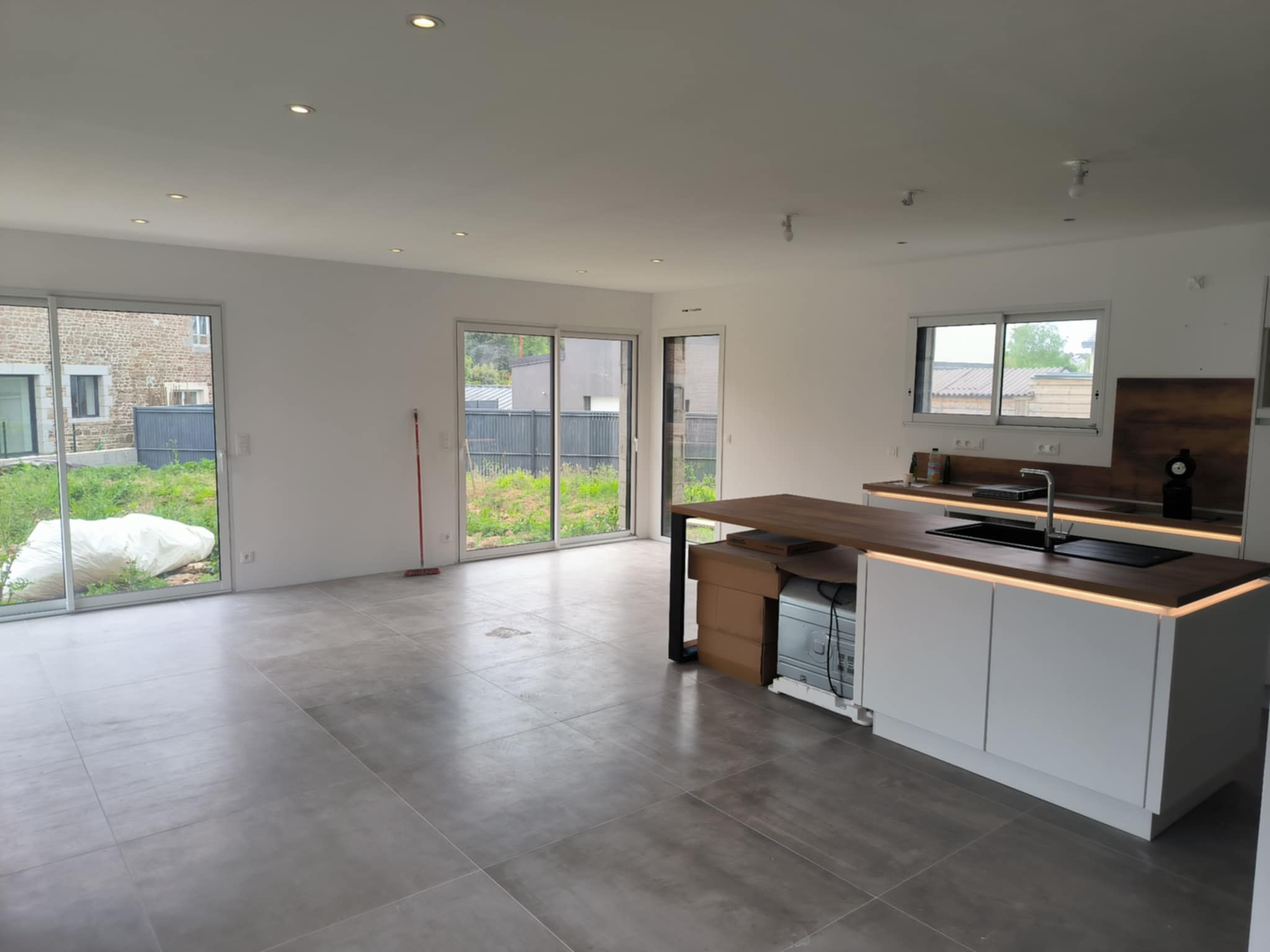 sol et peinture salon et cuisine